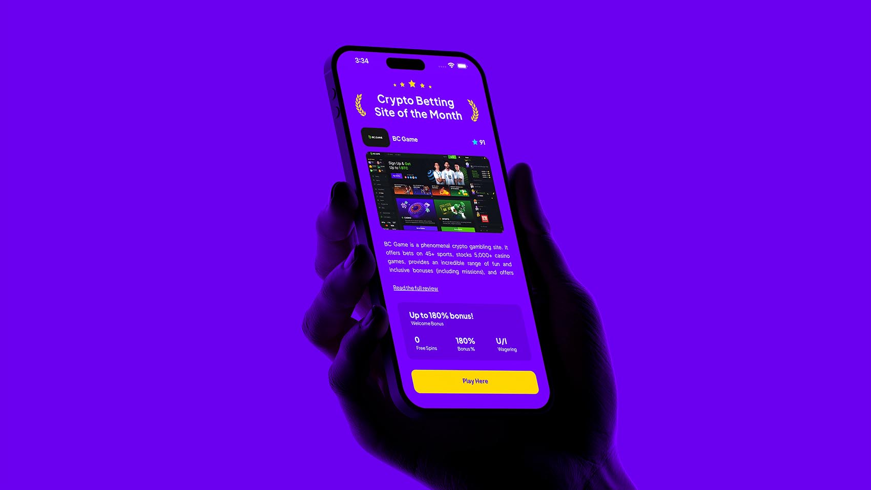 Cryptobetting.com website on phone in hand